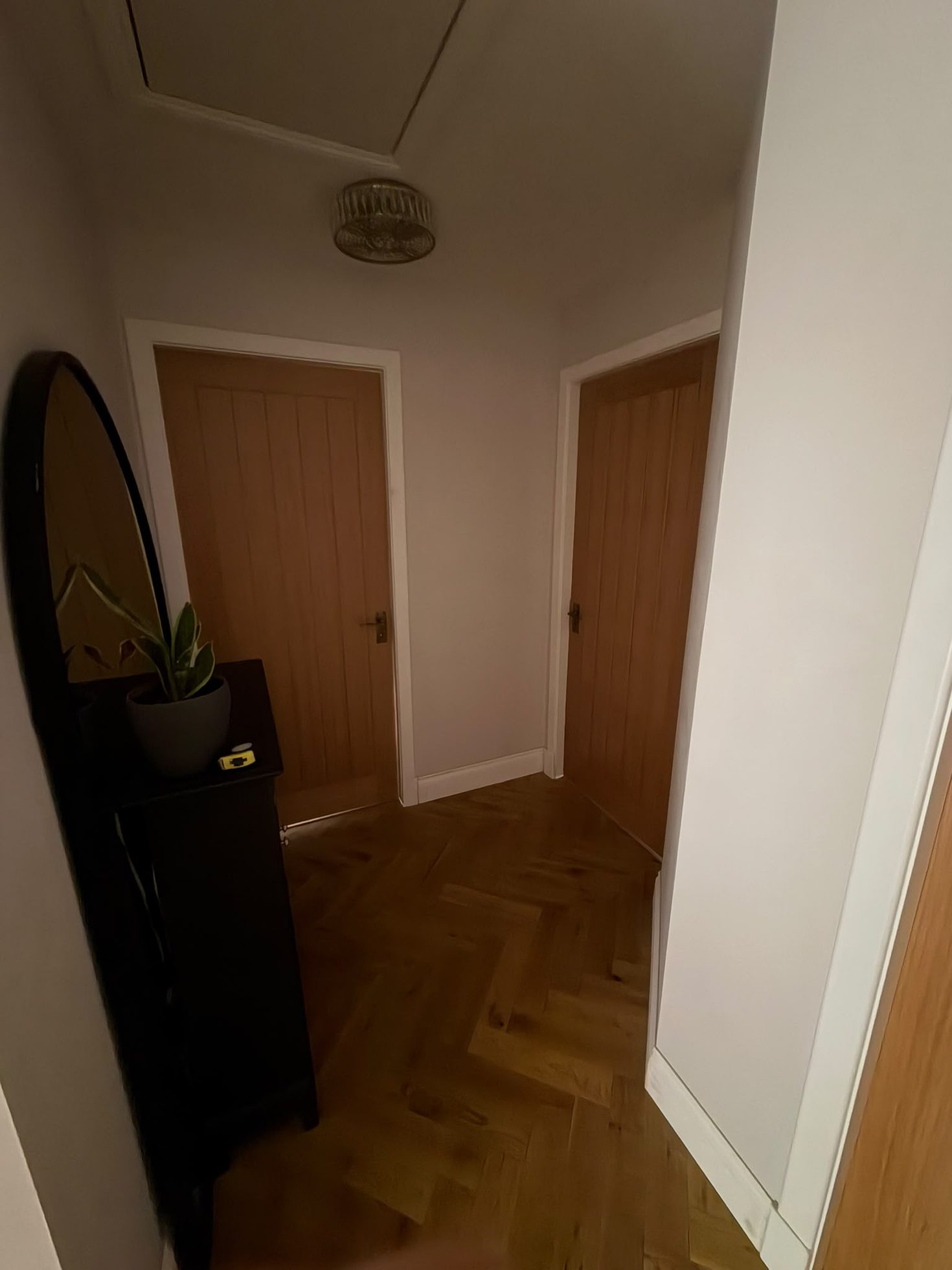Timber panelled internal doors and architrave fitted in a hallway